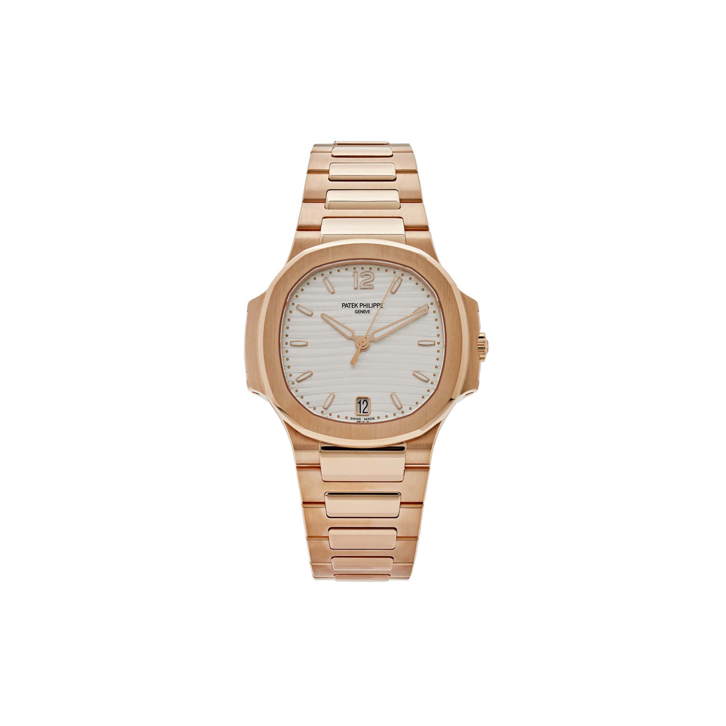 P**ek Ph**ppe nautilus ''ladies'' automatic rose gold silvery opaline dial watch 7118/1r-001